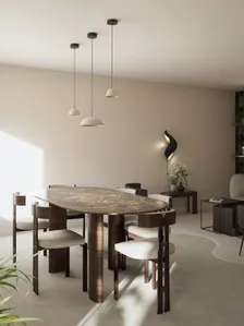 Parcours communautaire, salle à manger et céramique verte — rendu intérieur